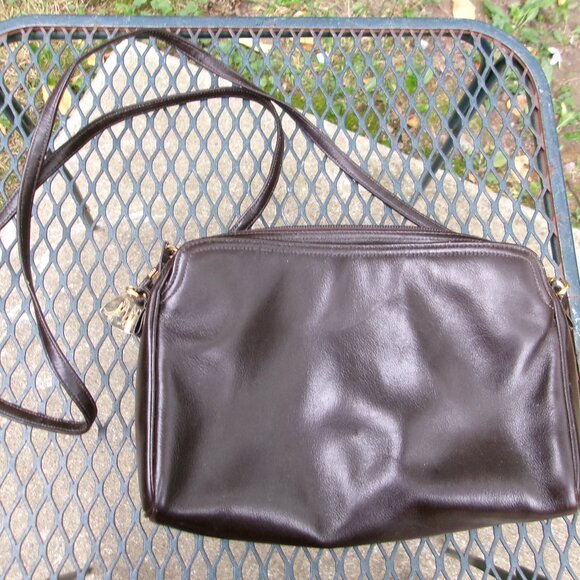 VTG Morris Moskowitz Dark Brown Shoulder Crossbody Genuine Leather Handbag Purse - Picture 1 of 14